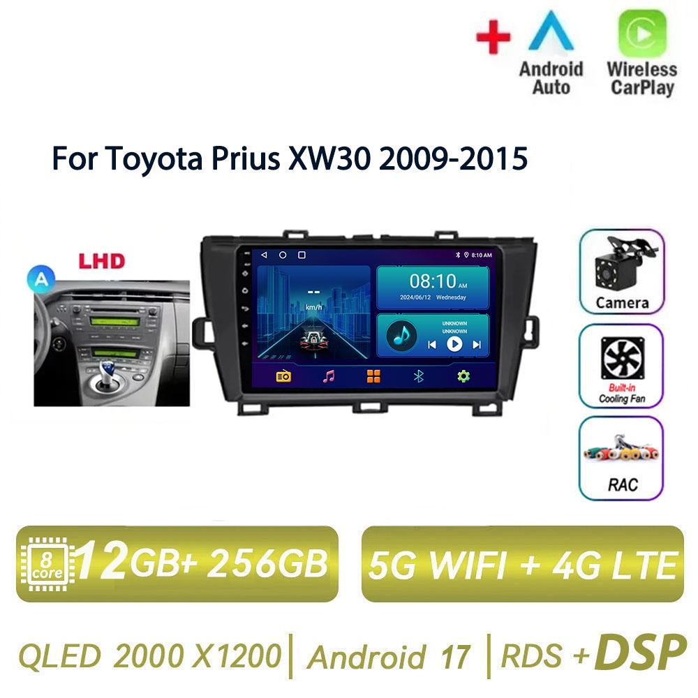 Autoradio multimédia 2 DIN pour Toyota Prius XW30 2009-2015, Android 17, lecteur vidéo, navigation, stéréo, CarPlay, DSP, GPS, unité principale