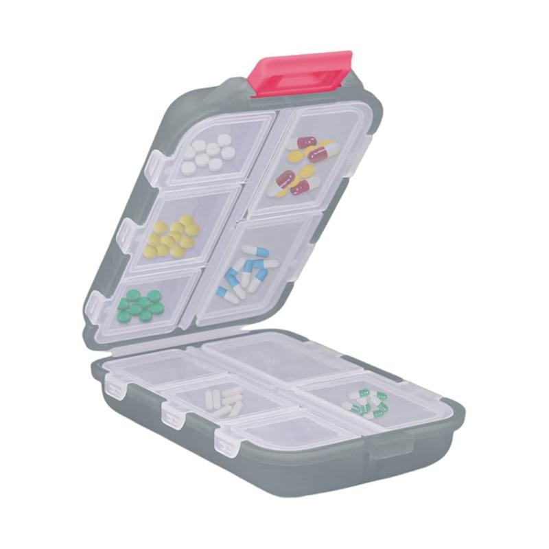 Weekly Travel Small Box Portable Pocket Tablet Organizer Plastic Container Boxs 10-compartment Storage Case