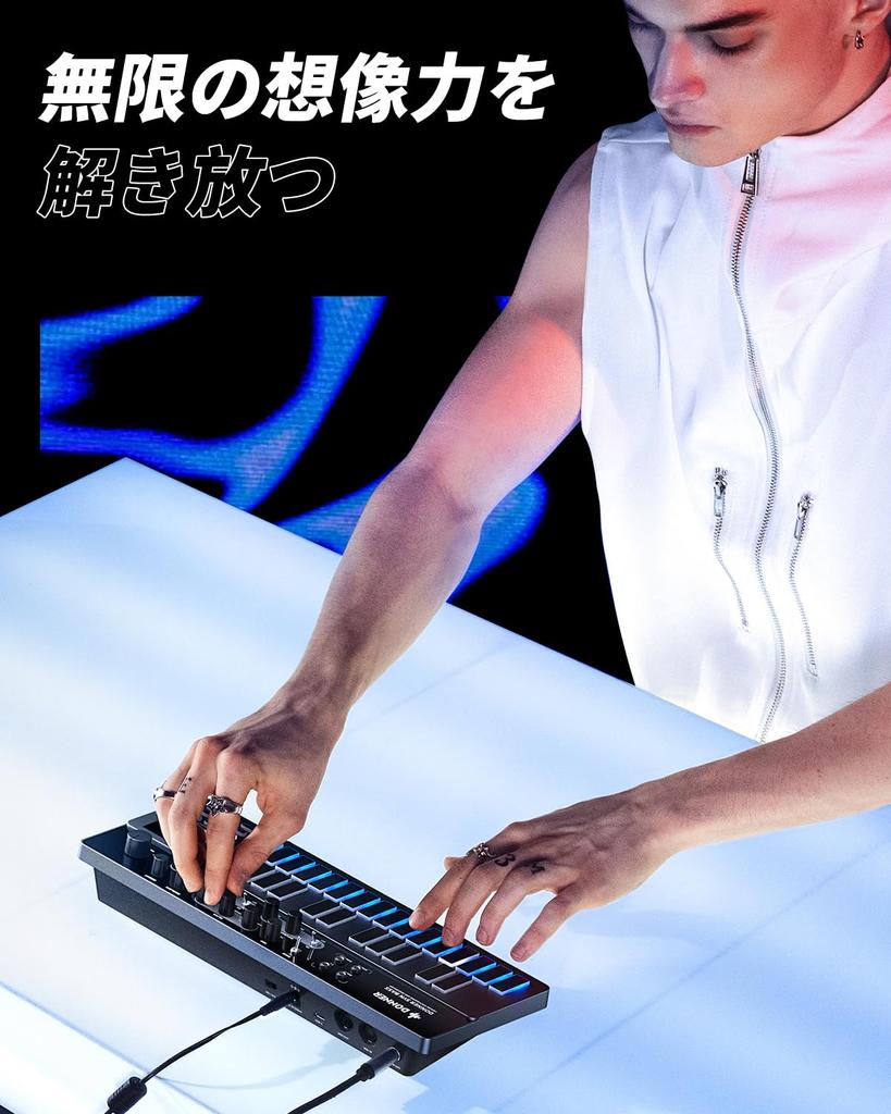 Donner Synthesizer Essential B1 Analog Bass Sequencer 128 Patterns LED Screen with MIDI Terminal Backlight USB Type Music Production Japanese