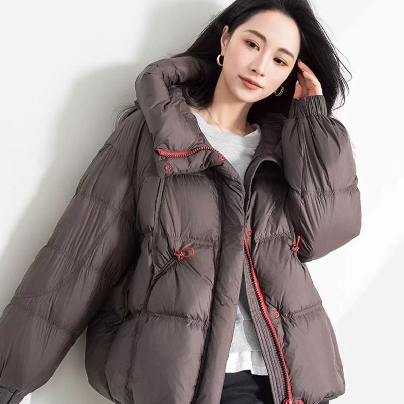 Han Fan Thickened Puff Down Cotton Clothes Women's Winter New Loose Warm Zipper Hooded Jacket