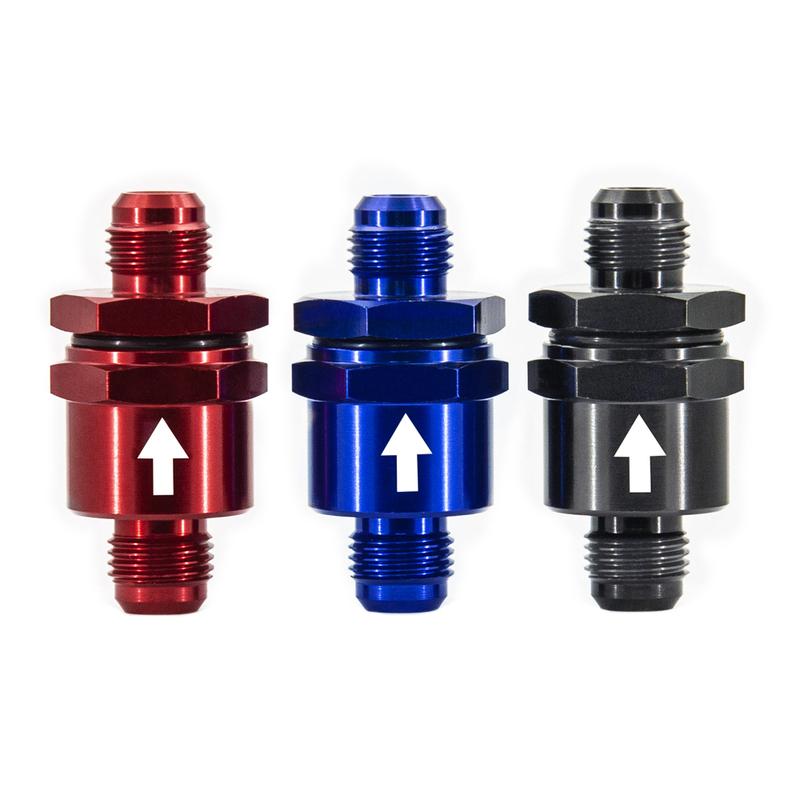 AN6 Fuel Non Return One Way Check Valve Petrol Diesel Anoized Aluminum Black Blue Red Color