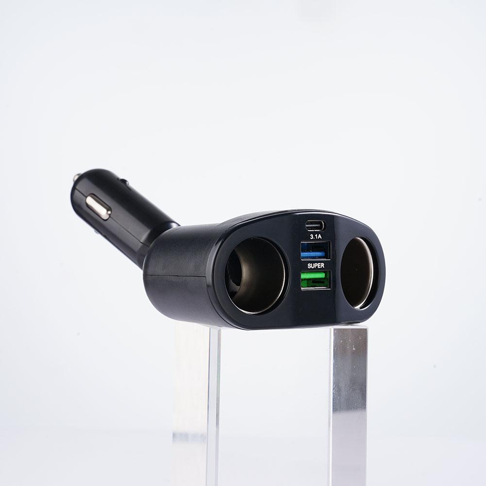 Car Cigarette Lighter Socket Splitter PD QC3.0 Fast Charging 2 USB Charger 5 Ports For Mobile Phone DVR Charging
