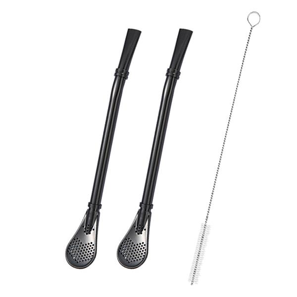 2 шт. бомбилья из нержавеющей стали для заваривания чая Yerba Mate, ложки для питья, фильтры, соломинки для помешивания, щетка для чистки