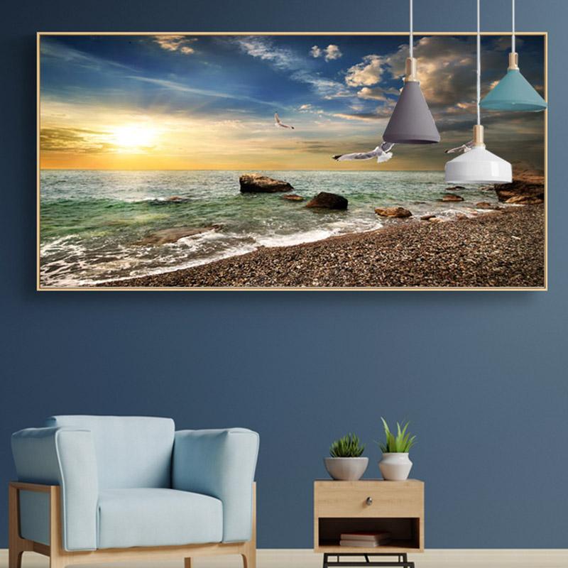 Природный Пейзаж Плакат Небо Море Восход Картина на Холсте Печать Современная Гостиная Украшения Дома Настенная Картина Куадрос