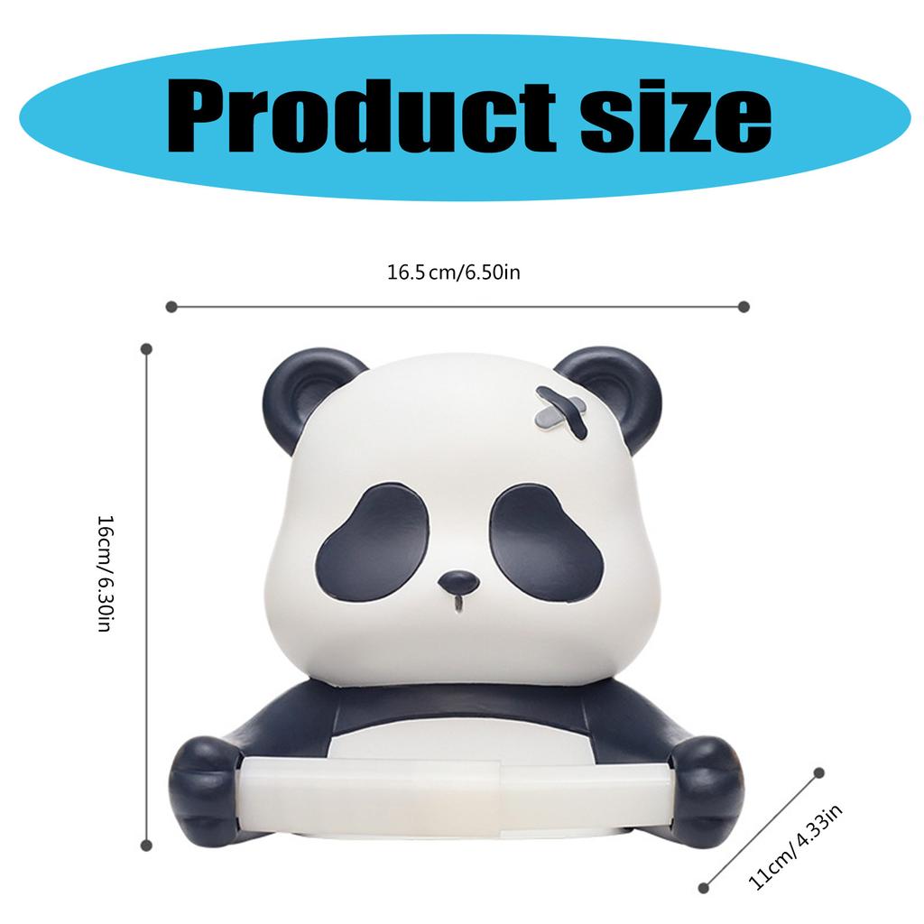 Panda Wall Mounted Toilet Paper Holder No Drilling Required Toilet Paper Roll Holder Rack for Kids Bathroom Decoration