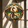 Window Hanging Pendant with Lanyard Realistic Dragon Printing Round Shape Sun Catcher Home Office Garden Decoration Panel Pendant