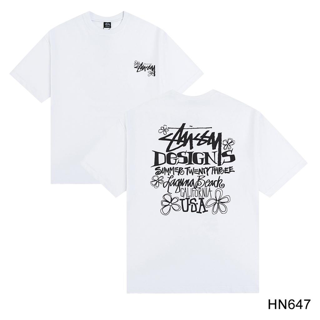 Stussy Летняя новая футболка из высококачественного хлопка с круглым вырезом для мужчин и женщин 2025 года, классический логотип с новым рисунком, парная футболка