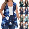 Women's Oversized Loose Casual Printed Sleeveless Vest With Pocket Cardigan Jacket Cardigan Jacket
