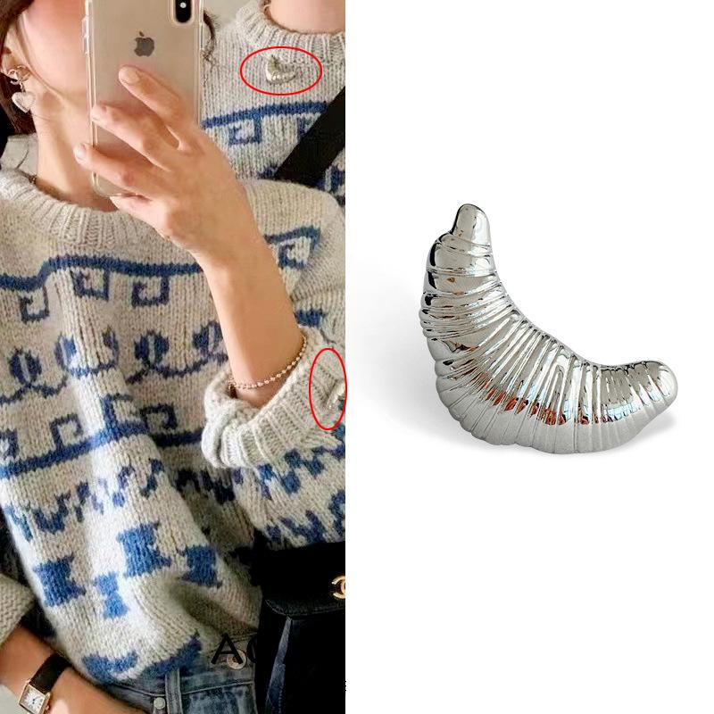 Трендовые Броши-круассаны для мужчин и женщин, металлические булавки для пар, позолоченные, серебряные, корейские, модные, винтажные, роскошные ювелирные изделия, подарки