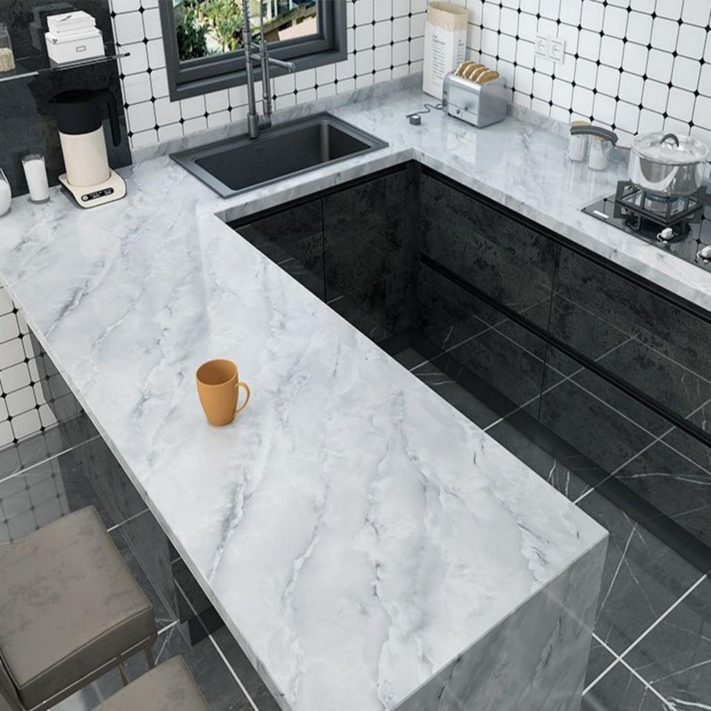 55/40cm Width Marble Wallpaper Contact Paper Waterproof Oil-proof Wall Stickers PVC Self Adhesive Kitchen Countertop Home Design