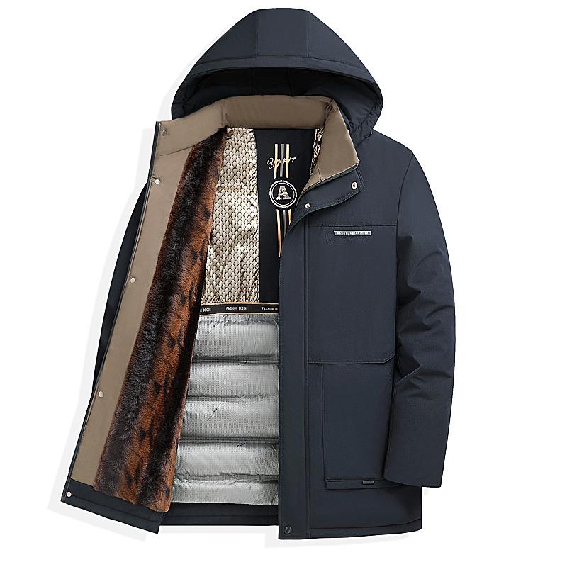 Мужская зимняя куртка с капюшоном — теплое, ветрозащитное и толстое пальто на флисовой подкладке с карманами