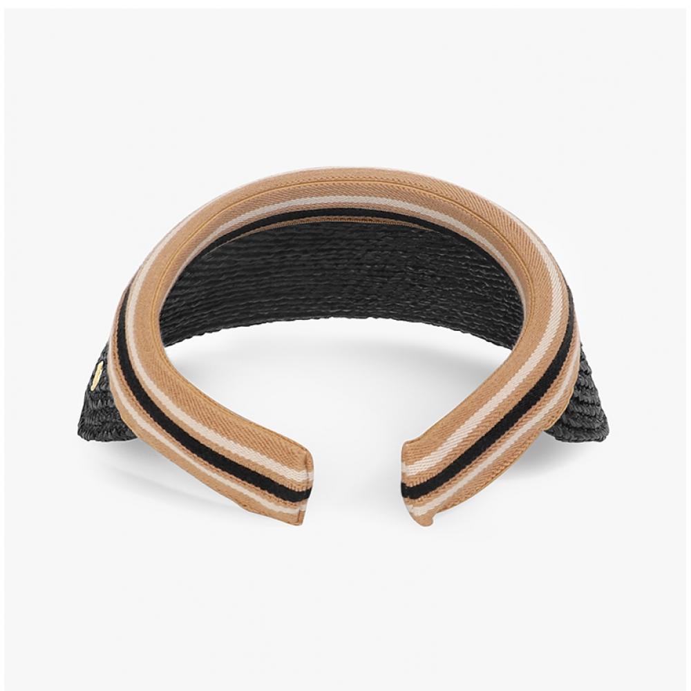 Хелен Камински Бьянка Угольно-черный полосатый козырек Солнечная шляпа 50265