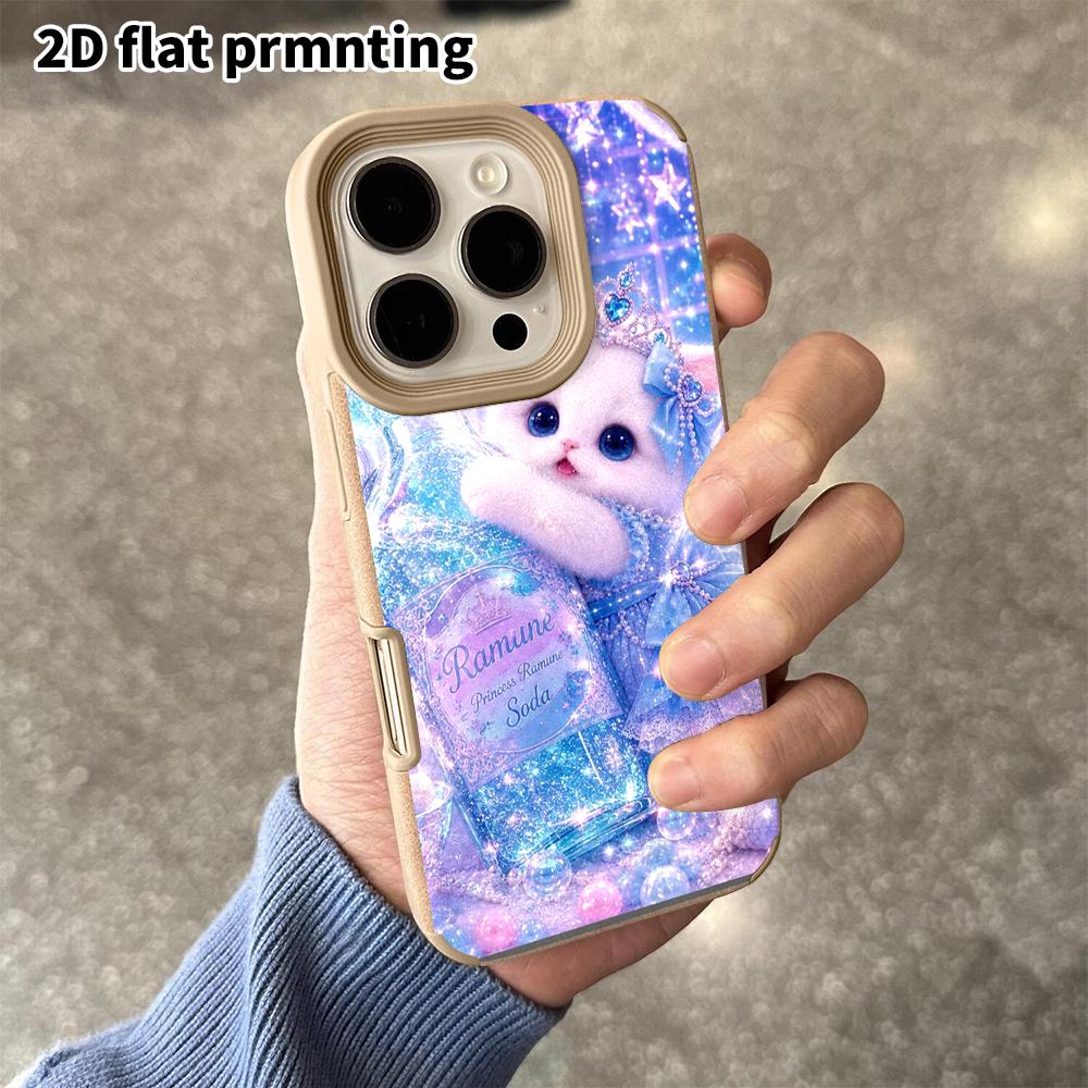 Phone Case: 2D flat lambskin suitable for iPhone 18 17 16 15 14 13Pro protective case, Magical Kitten, Embracing Double Bears, Christmas and Halloween