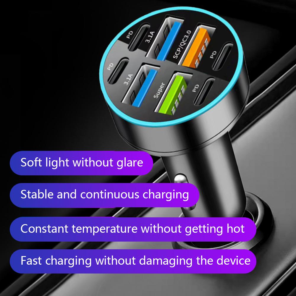 100 Вт USB PD Автомобильное зарядное устройство Быстрая зарядка Автомобильные телефонные адаптеры Цифровой дисплей для iPhone Быстрая зарядка в автомобиле