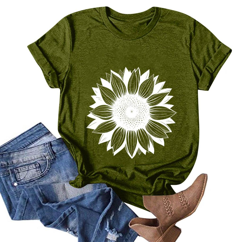 Женская модная повседневная футболка с круглым вырезом и принтом, пуловер с короткими рукавами, топ