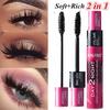 2 In1 3D Fiber Mascara Black Eye Curling Eyelash Double Mascara Водонепроницаемая полная тушь для макияжа Инструмент