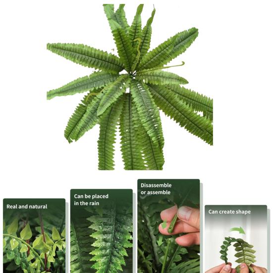 2Pcs Simulated Plants UV Resistant Artificial Ferns Realistic Greenery No Maintenance Indoor Outdoor Decor