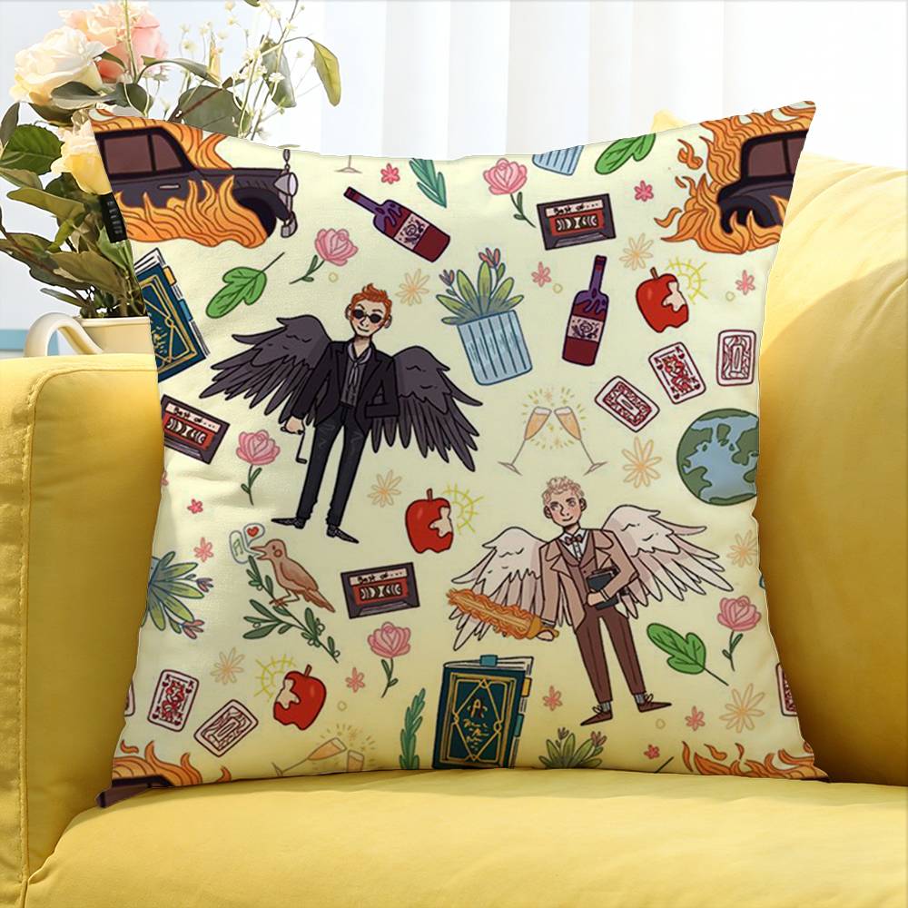 Good O-Omens New Group Various Sizes Square Pillow Case For Car Home Bedchamber Decor