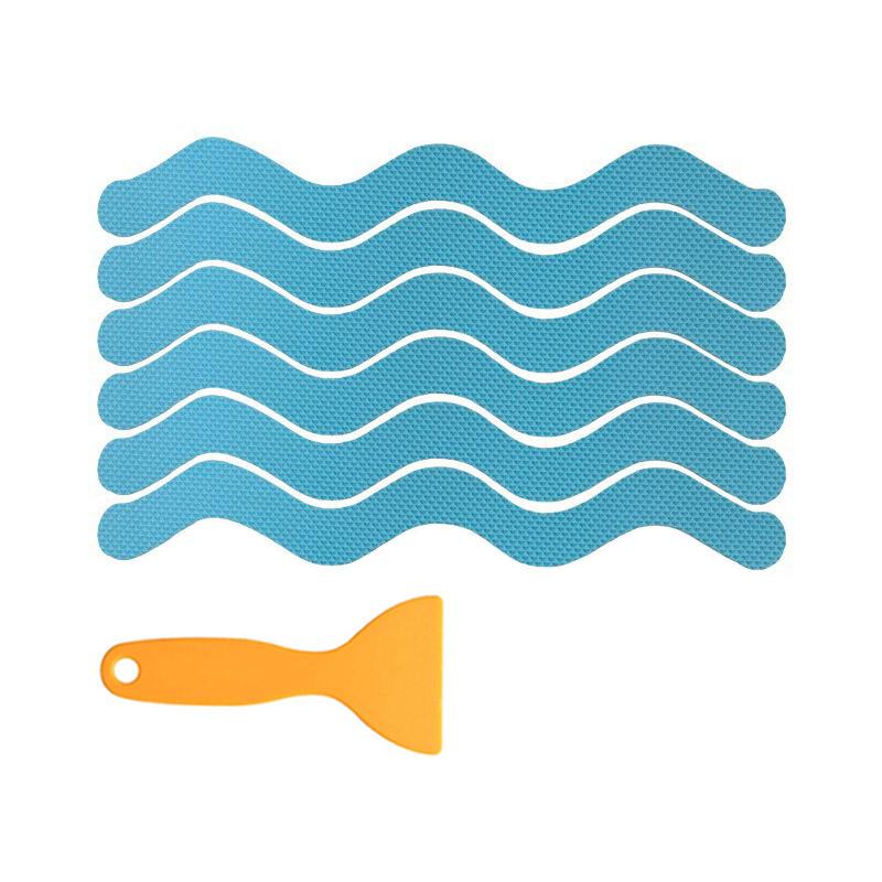 6/12/24Pcs Anti Slip Shower Stickers With Scraper Safety Bathtub Strips Adhesive Decal Waterproof For Bath Tub Shower Stairs