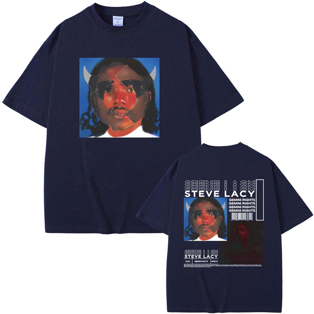 Rapper Steve Lacy Gemini Rights Album Cover Double Sided Print Tshirt Unisex Hip Hop Oversized Tshirt Unisexs Fashion Vintage Tees