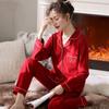 High Quality Large Size Women Cotton Pajamas Button Down Tops and Trousers Set Sleepwear Homewear Printing Nightwear Loungewear