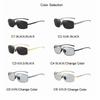 1Pc Men's Rectangle Metal Frame Polarized Sunglasses Color Changing UV400 Designer Brand Male Driving Sun Glasses