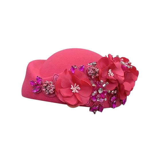 Tea Party Hat for Women Girls Fabric Flower Fascinators Hat Vintage Cocktail Party Pillbox Hat Role Play Bowler Party Accessory