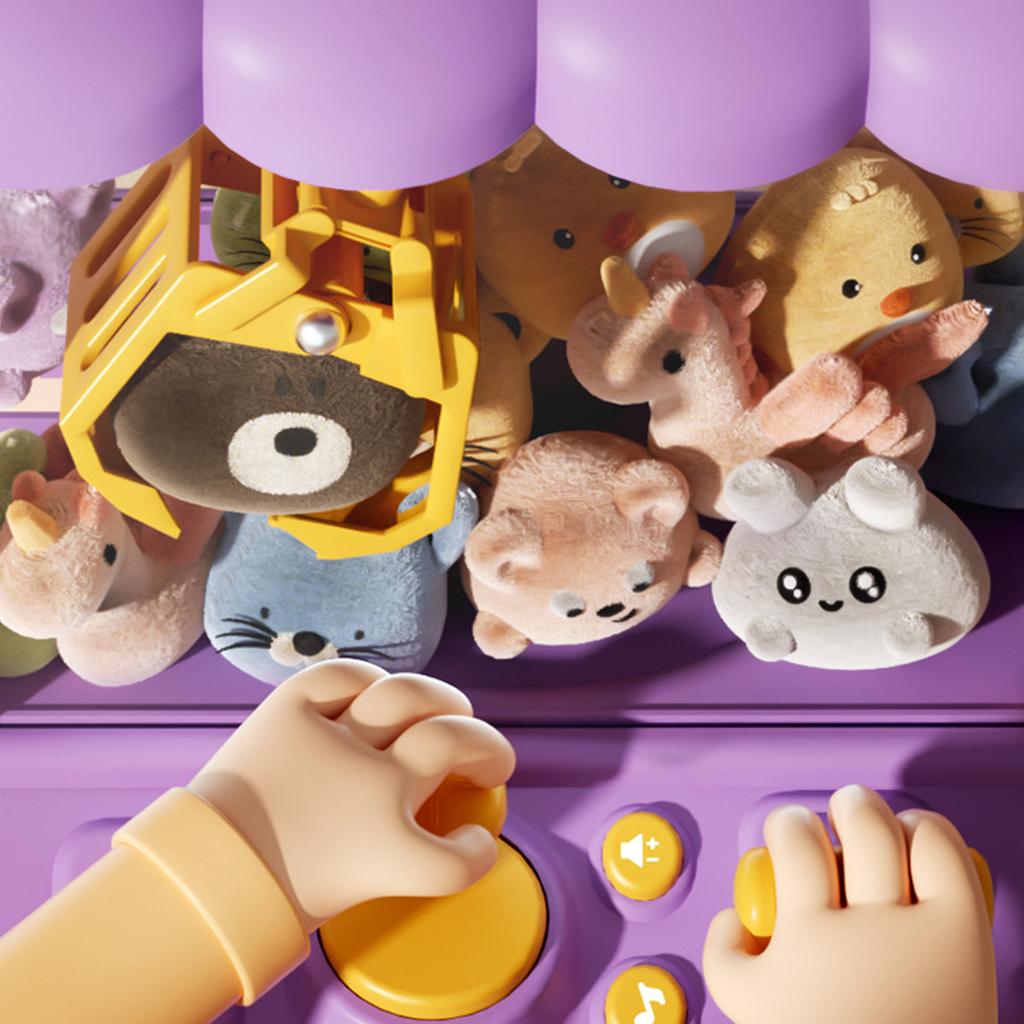 Lovely Claw Machine with Sound & Plush Toys Mini Plush Toys Prize Dispenser USB Charging Birthday Gifts For Girls 3 To 8 Years