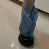 Мода Модные Черные Синие Джинсовые Шорты Брюки Ботинки Новые Толстая Подошва Ретро Круглый Носок Толстый Каблук Морщинистые Ленивые Ботильоны Размер 43