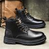 Martin Boots Men's Shoes New Trendy Autumn and Winter High-top Leather Shoes Retro Tooling Boots Knight Locomotive Short Boots