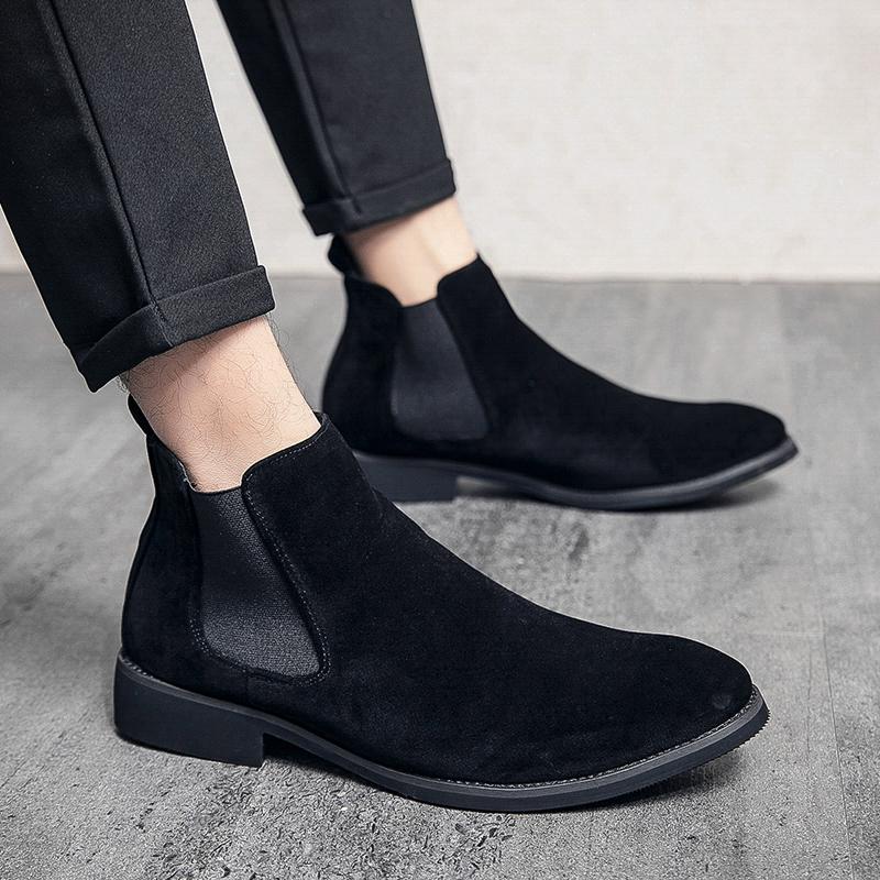 Новые модные ботинки челси из флока, черные, синие, деловые, свадебные, ручной работы, мужские, короткие, размер 38-48, ботинки, мужские, летние, мужские