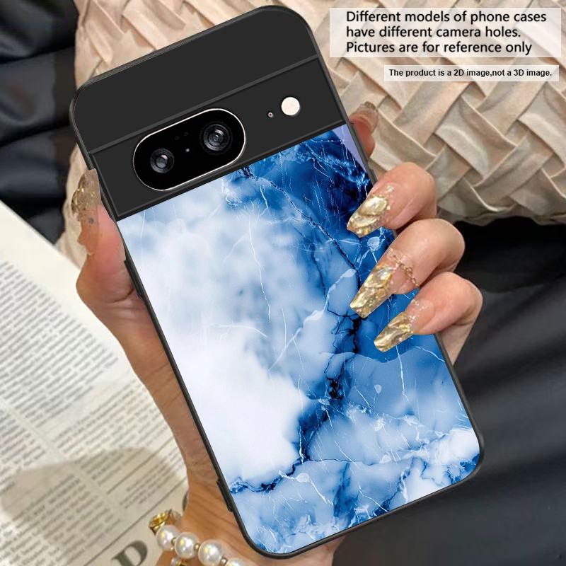 Абстрактный мраморный узор Для Google Pixel 10 Pro XL Pixel 8 7 9 10 Pixel 9 Pro XL Pixel 8a 7a Pixel 7 Pro Черный Стеклянный Чехол для Телефона