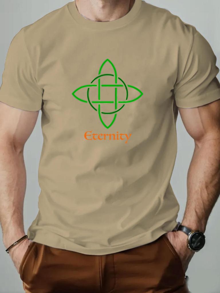 Mens Cotton TShirt Eternicy Summer Round Neck Short Sleeve Graphic Breathable Fashion Casual TShirt
