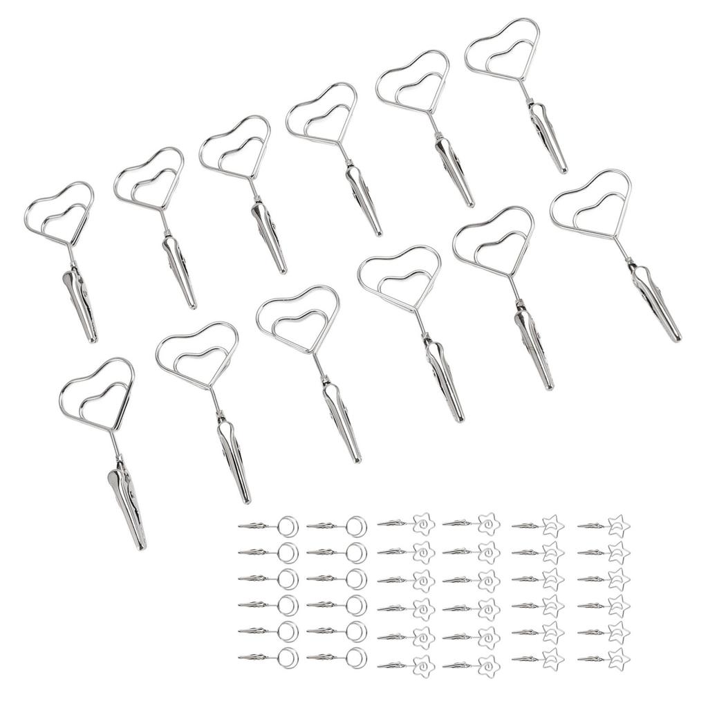 12pcs 2.8in Double Headed Memo Clip Metal Card Holder Wire Photo Clamp for Hanging Photo Display