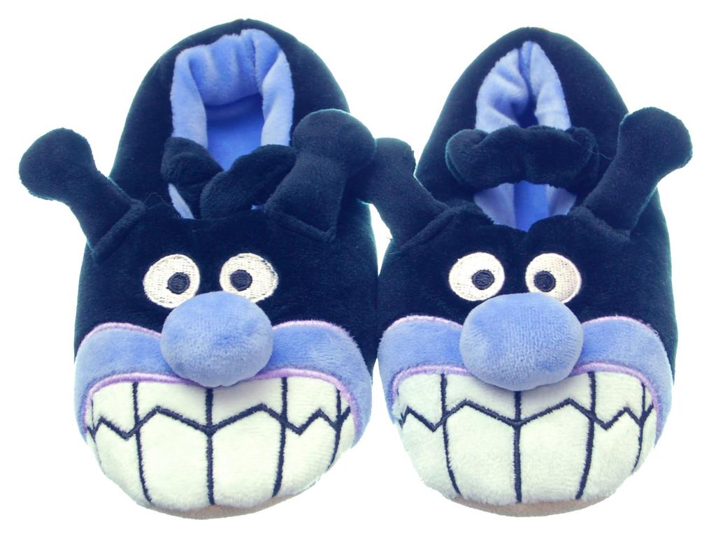 Baikinman Mochimochi Room Shoes Black 240237 Room Shoes Slippers Indoor Use Gift [Slippers] [Nippon 14cm-16cm