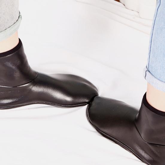 Носки-тапочки из искусственной кожи для мужчин, водонепроницаемые, теплые, для дома, нескользящие, на флисовой подкладке, зимние носки для спальни, игровой комнаты, для ношения на улице