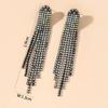 European & American Glam Rhinestone Tassel Long Earrings for Evening Events