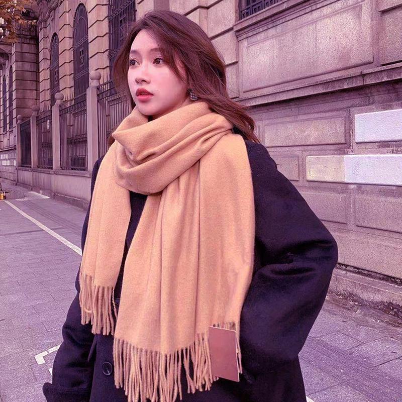 Wool & Cashmere Winter Scarf for Women & Men - Solid Color, Large, 2026 New