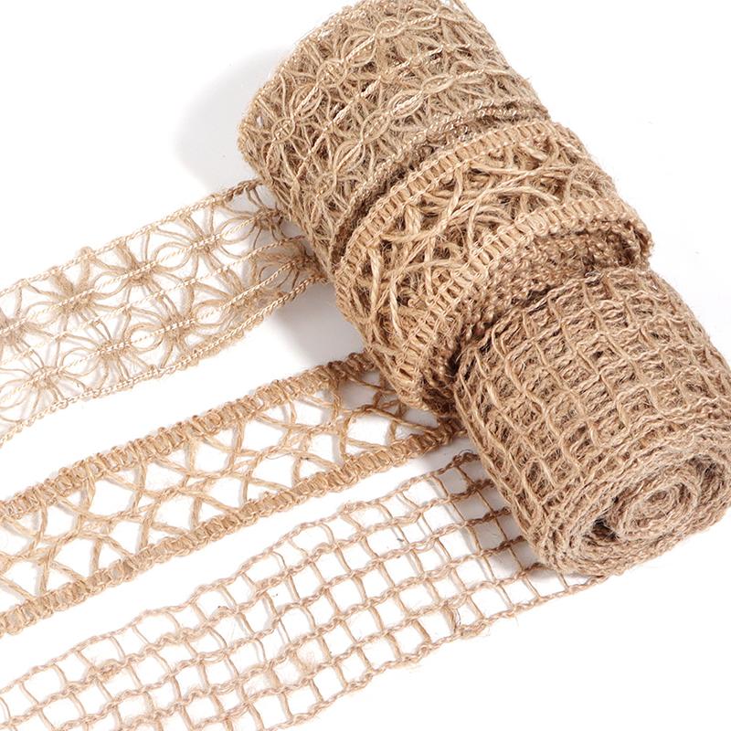 1 шт. Мешковина Лента Домашняя Лента Подарочная Упаковка Плетеная Лента Ручная работа Полая Плетеная Лента Декоративная Мульти-стиль