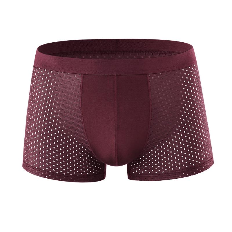 Мужские тонкие трусики, сетчатые сексуальные дышащие шорты-боксеры из ледяного шелка