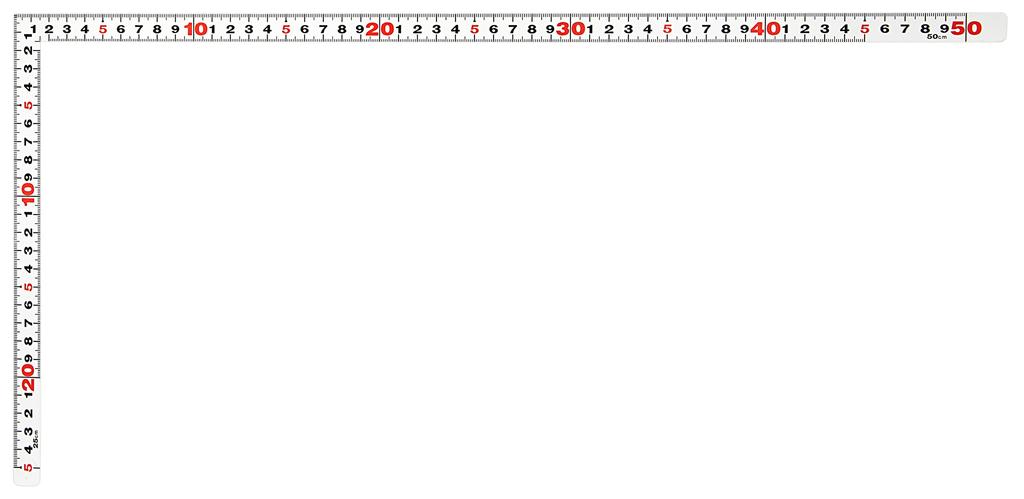 Shinwa Sokutei Curved Ruler Flat Pita White 50cm Same Size on Front and Back 11172