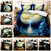 Quilt Cover Three-piece Universe Star Pattern Pillowcase Double Bed Digital Printing Kit