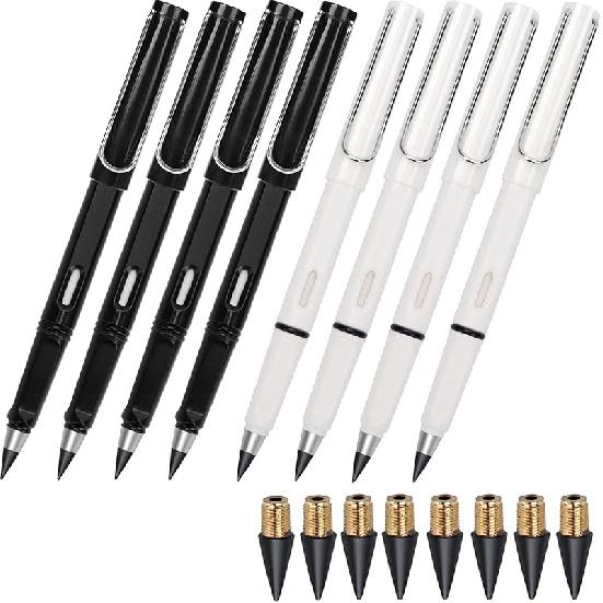 Infinity Forever Pencil - 0.7mm Infinite Everlasting Metal Inkless Pencils Set with Eraser, No Need Sharpened, Replace Mechanical Pen for Sketch,