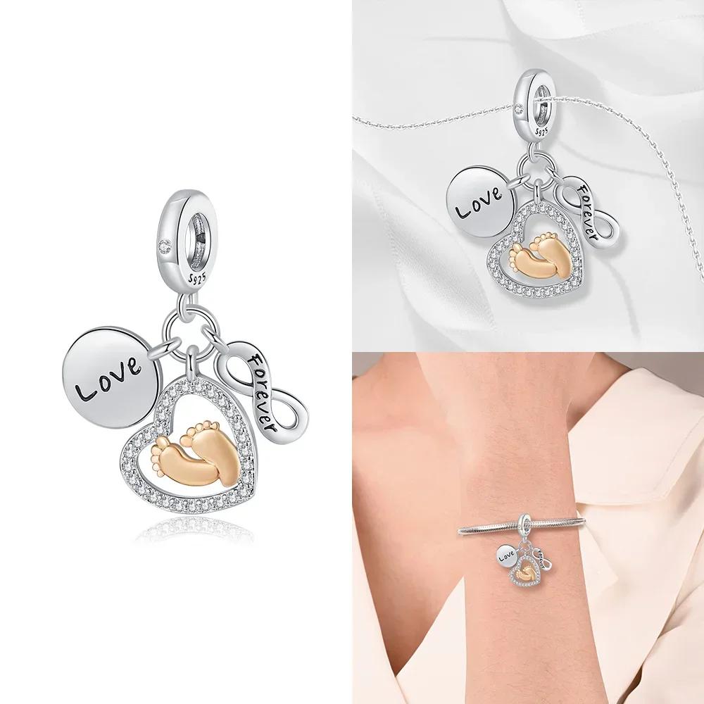 Классическая Бесконечная Любовь Розовое Сердце Корона Оригинальные Медные Шармы Бусины Подходят для Браслета Женские Украшения Сделай Сам Подарок Аксессуар для Изготовления