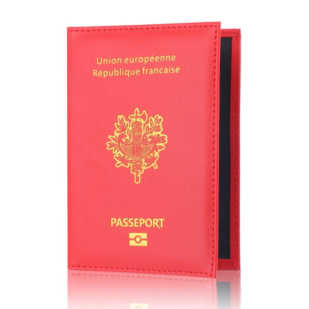 High Quality Pu Passport Protective Cover Bank Card Holder Travel Document Fashion Men and Women French Passport Cover Wallet