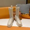Мода 2024 года, новые брендовые женские ботинки на платформе с круглым носком, роскошные высокие зимние флисовые теплые туфли, нескользящие женские ботинки «Челси» Botas