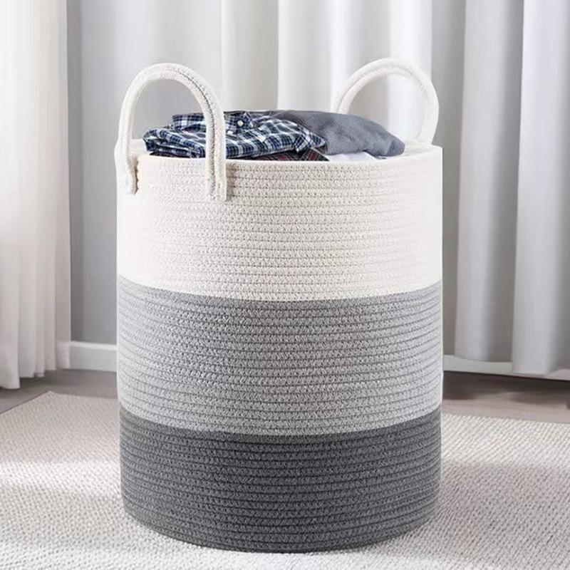 Handmade Cotton Rope Storage Basket, Nordic Style, Multi-Size & Color Options for Home & Living Room.