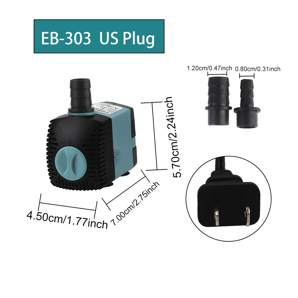 Fish Tank Fountain Submersible Water Pump Aquarium Pump 3/10/25W with Suction Cups Ultra-Quiet Filter Fish Pond EU/US Plug