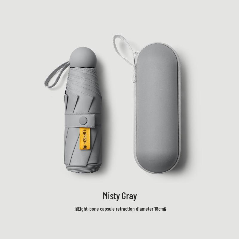 Compact Women's Five-Fold Sunshade Umbrella - Black Glue, UV Protection, for Sunny and Rainy Days, Customizable for Advertising