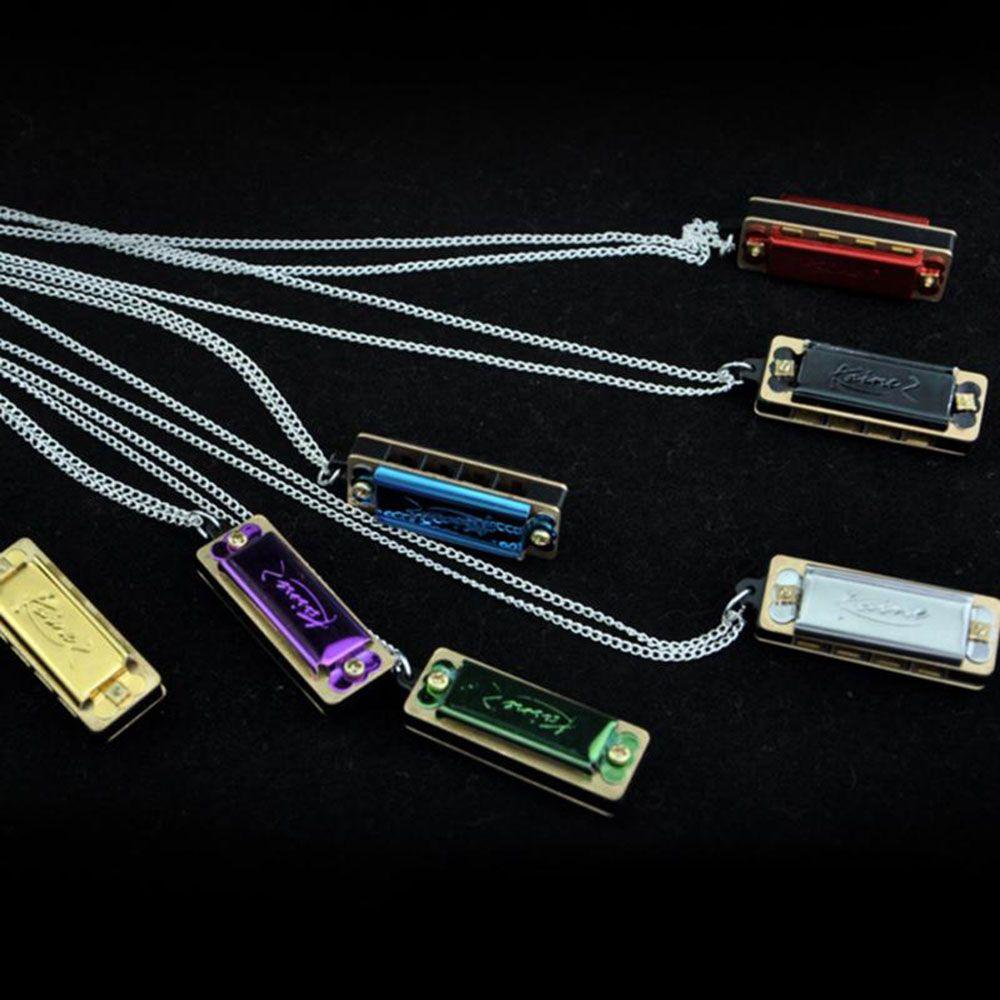 Ювелирные изделия из нержавеющей стали музыкальная мини-губная гармошка 4 отверстия 8 тонов цепочка ожерелье музыкальные игрушки